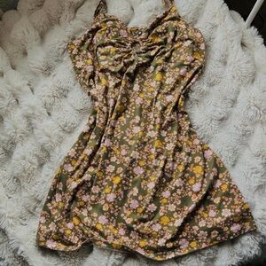 SO Floral Dress with Ruched Detail